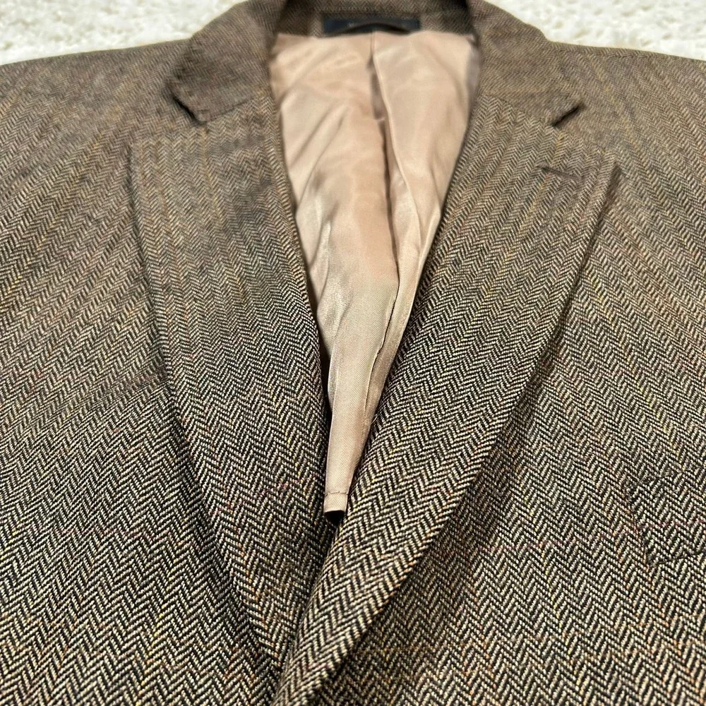 Lauren Ralph Lauren Blazer 48R Brown Herringbone Lambswool Sport Coat Tweed